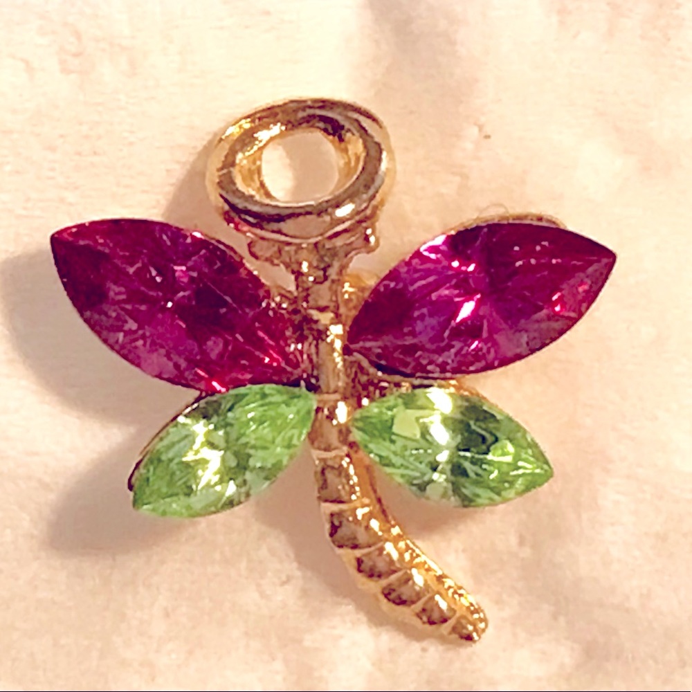 Guardian Angel lapel pin. Butterfly with Amethysts & Emerald crystals.
